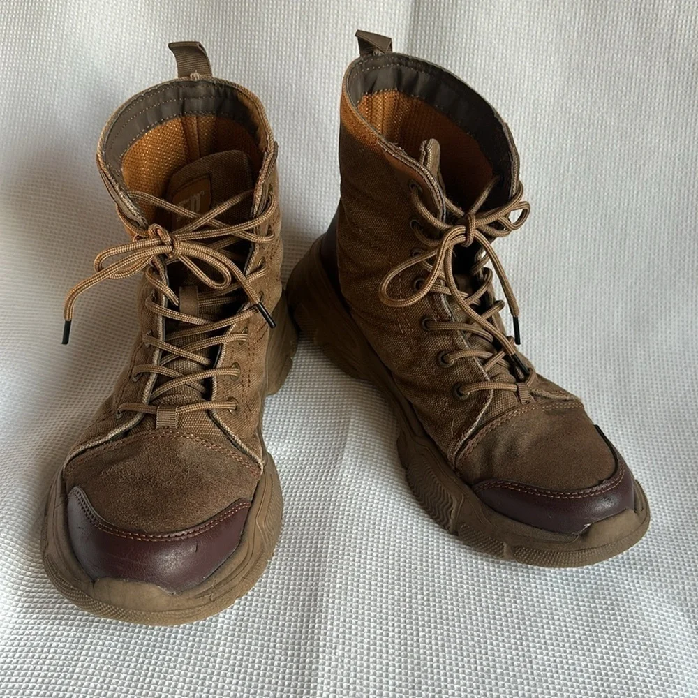 Men's High Top Steel Toe Safety Work Boots Army Combat Desert Hiking Shoes SZ 43